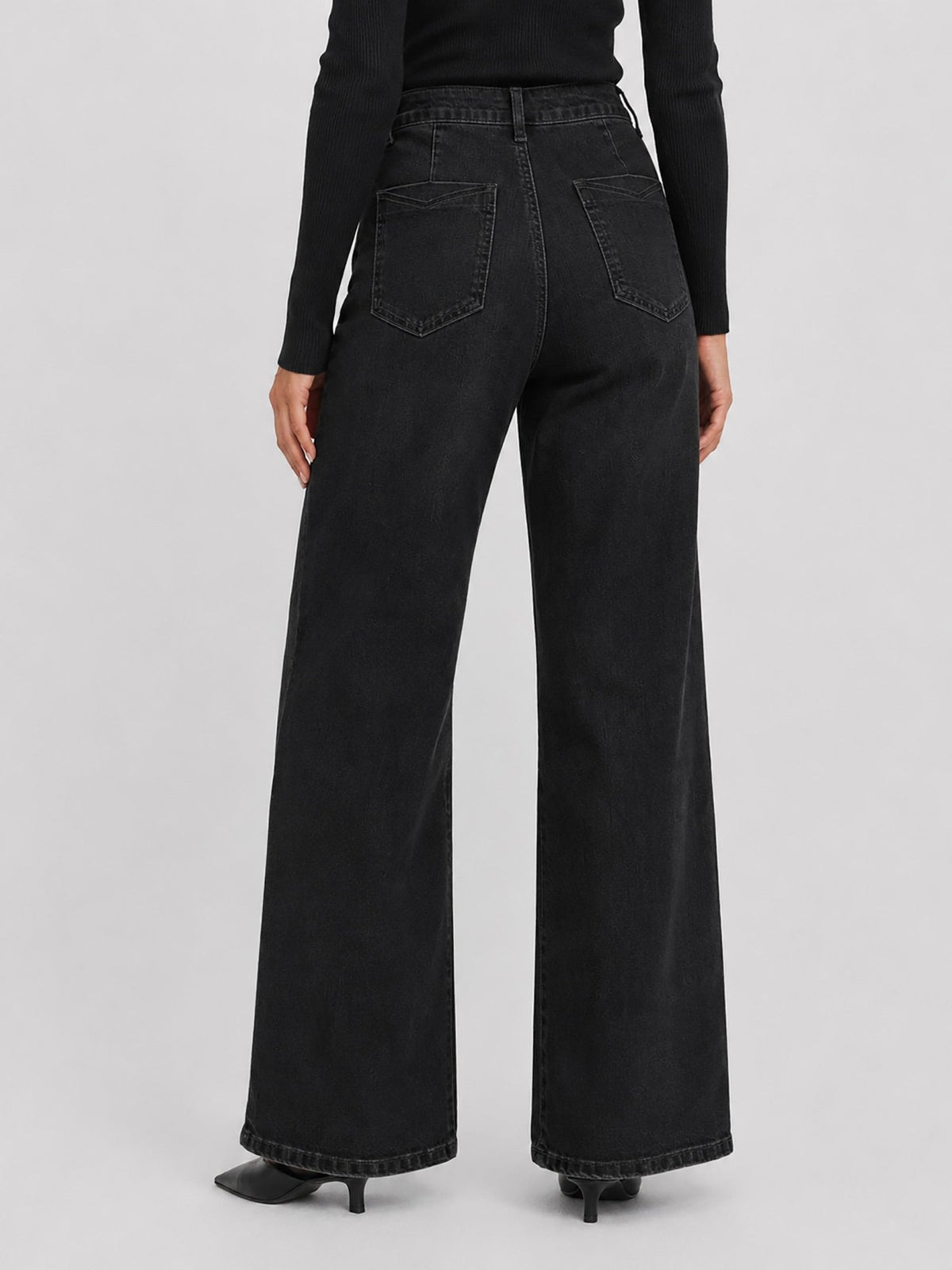 YUCOLEN Women's High Waisted Straight Leg Stretchy Denim Jeans with Pockets in Black