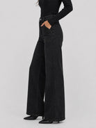 YUCOLEN Women's High Waisted Straight Leg Stretchy Denim Jeans with Pockets in Black