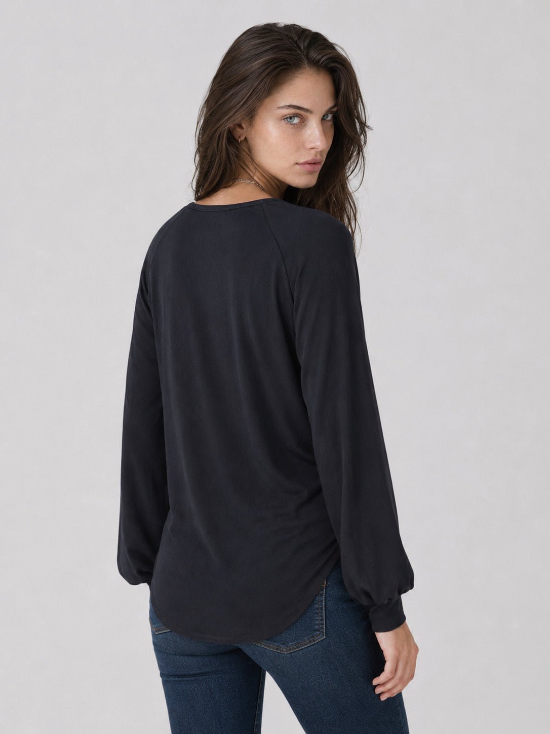 YUCOLEN Women's Lantern Sleeve Pleated Blouse Soft Cotton Rayon Dressy Casual Top in Black