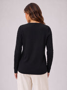 YUCOLEN Women's Lightweight Cable Knit Sweater Soft Crew Neck Fisherman Pullover Top in Black