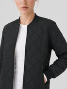 YUCOLEN Women's Lightweight Diamond Quilted Bomber Jacket with Secure Zip Pockets in Black