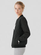 YUCOLEN Women's Lightweight Diamond Quilted Bomber Jacket with Secure Zip Pockets in Black