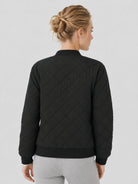 YUCOLEN Women's Lightweight Diamond Quilted Bomber Jacket with Secure Zip Pockets in Black