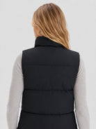 YUCOLEN Women's Lightweight Duck Down Puffer Vest Stand Collar Sleeveless Jacket in Black