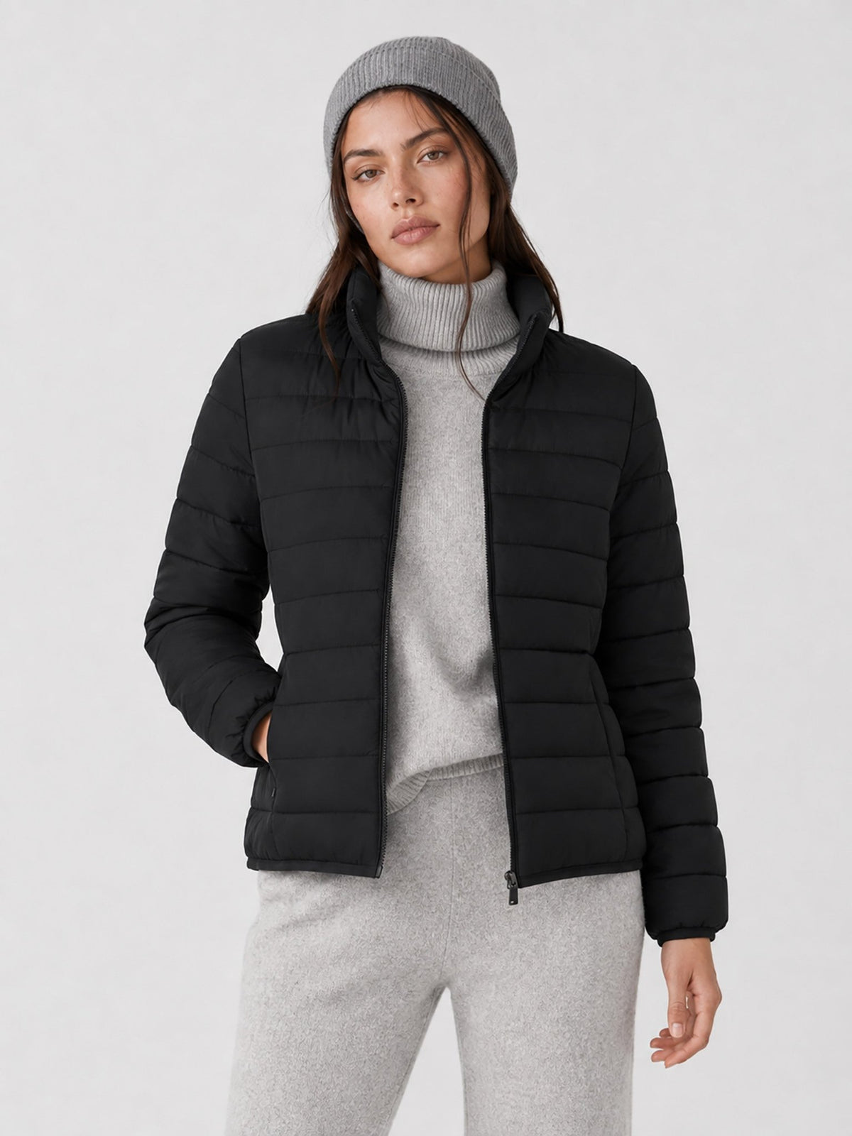 YUCOLEN Women's Lightweight Jacket Packable Water Resistant Quilted Coat with 4 Pockets in Black