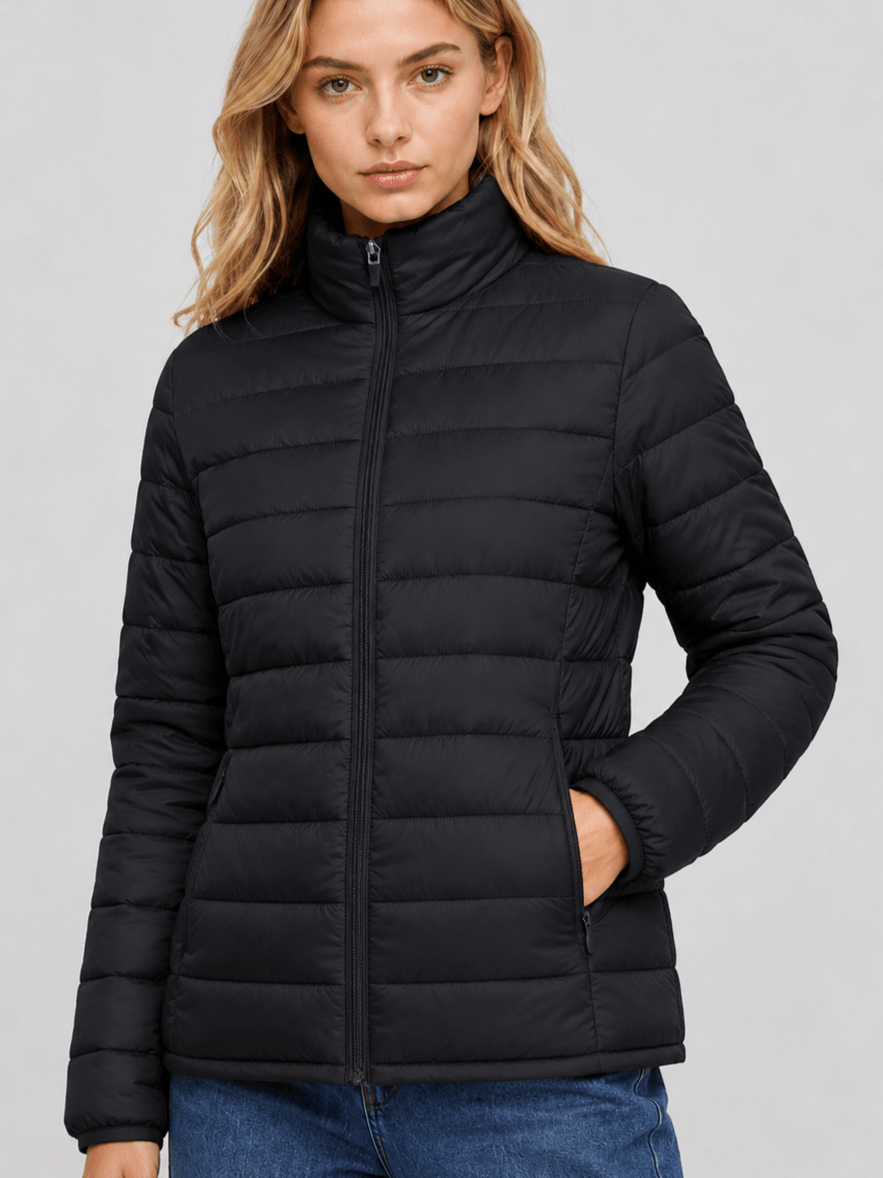 YUCOLEN Women's Lightweight Jacket Packable Water Resistant Quilted Coat with 4 Pockets in Black