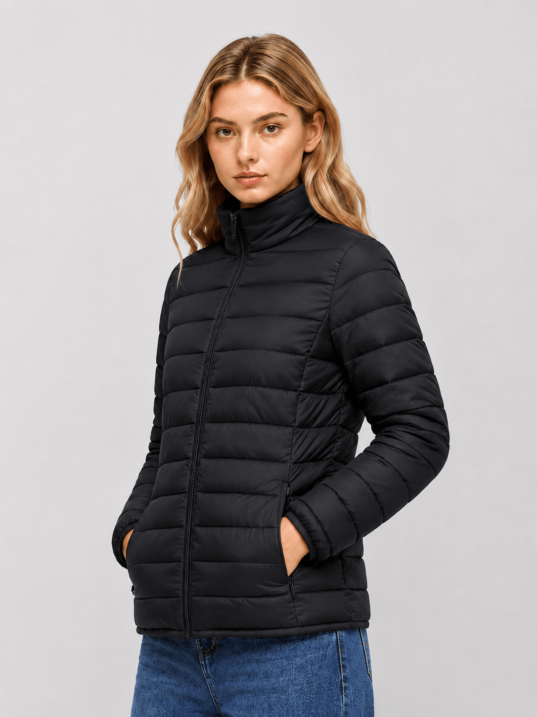YUCOLEN Women's Lightweight Jacket Packable Water Resistant Quilted Coat with 4 Pockets in Black