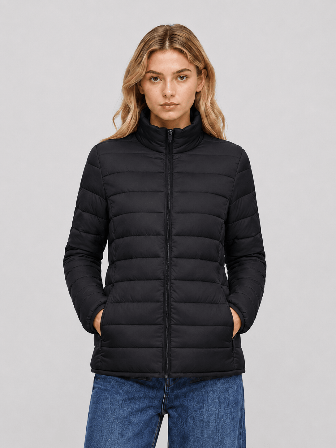 YUCOLEN Women's Lightweight Jacket Packable Water Resistant Quilted Coat with 4 Pockets in Black