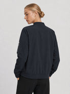 YUCOLEN Women's Lightweight Water Resistant Bomber Jacket 5-Pocket Utility Windbreaker in Black