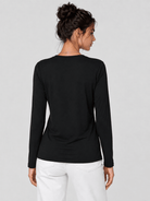 YUCOLEN Women's Long Sleeve Crew Neck Shirt Soft Tri-blend Cotton Performance Tee in Black