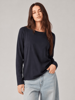 YUCOLEN Women's Long Sleeve Tri-blend Shirt Soft Breathable Loose Fit Crew Neck Tee in Black