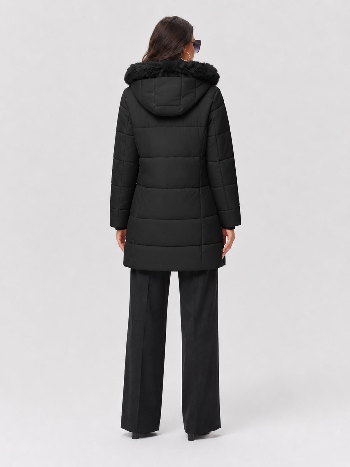 YUCOLEN Women's Long Winter Down Coat Fleece Lined Puffer Jackets in Black
