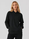 YUCOLEN Women's Loose Fit Fleece Lined Hoodie with Cotton Blend Fabric in Black