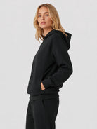 YUCOLEN Women's Loose Fit Fleece Lined Hoodie with Cotton Blend Fabric in Black