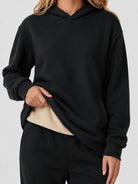 YUCOLEN Women's Loose Fit Fleece Lined Hoodie with Cotton Blend Fabric in Black