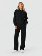 YUCOLEN Women's Loose Fit Fleece Lined Hoodie with Cotton Blend Fabric in Black