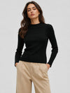 YUCOLEN Women's Mock Neck Ribbed Slim Fit Sweater Soft Wool Blend Pullover in Black