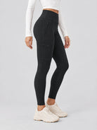YUCOLEN Women's Outdoor Stretch Leggings with High Waist and Pockets in Black