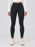 YUCOLEN Women's Outdoor Stretch Leggings with High Waist and Pockets in Black