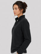 YUCOLEN Women's Quarter Zip Polar Fleece Pullover Lightweight Warm Sweatshirt in Black