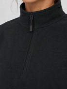 YUCOLEN Women's Quarter Zip Polar Fleece Pullover Lightweight Warm Sweatshirt in Black