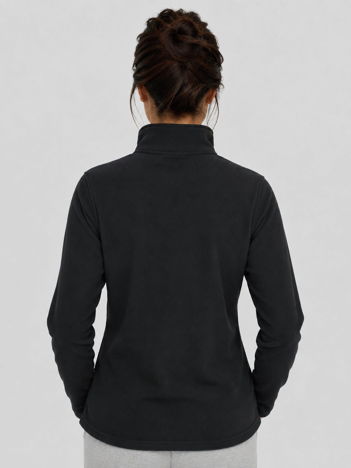 YUCOLEN Women's Quarter Zip Polar Fleece Pullover Lightweight Warm Sweatshirt in Black