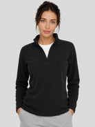 YUCOLEN Women's Quarter Zip Polar Fleece Pullover Lightweight Warm Sweatshirt in Black
