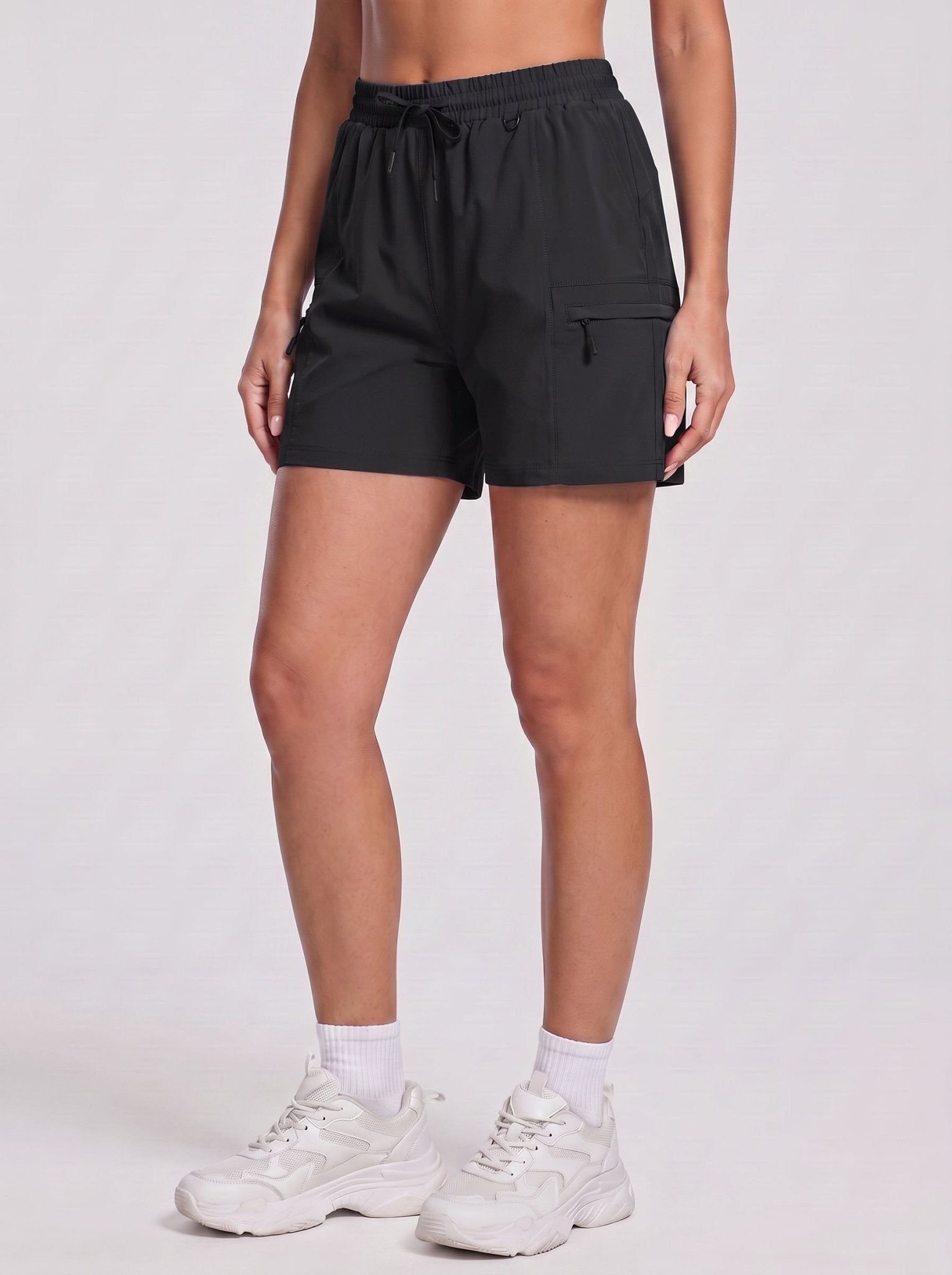 YUCOLEN Women's Quick Dry Hiking Cargo Shorts UPF 50 Plus Lightweight 5 Inch Athletic Shorts in Black