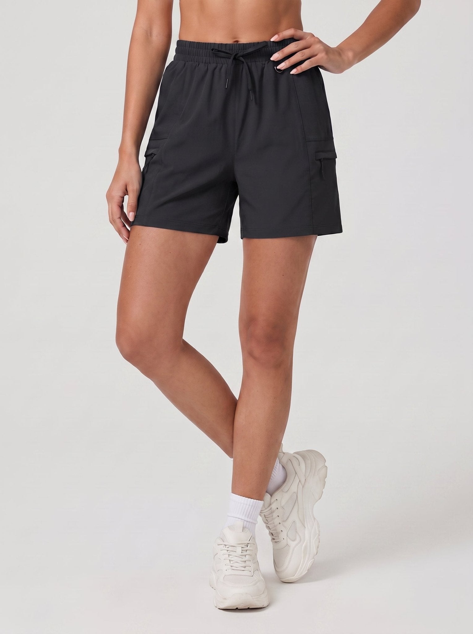 YUCOLEN Women's Quick Dry Hiking Cargo Shorts UPF 50 Plus Lightweight 5 Inch Athletic Shorts in Black