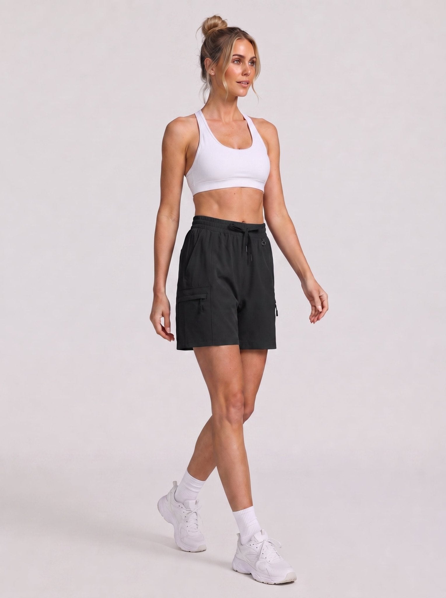 YUCOLEN Women's Quick Dry Hiking Cargo Shorts UPF 50 Plus Lightweight 5 Inch Athletic Shorts in Black