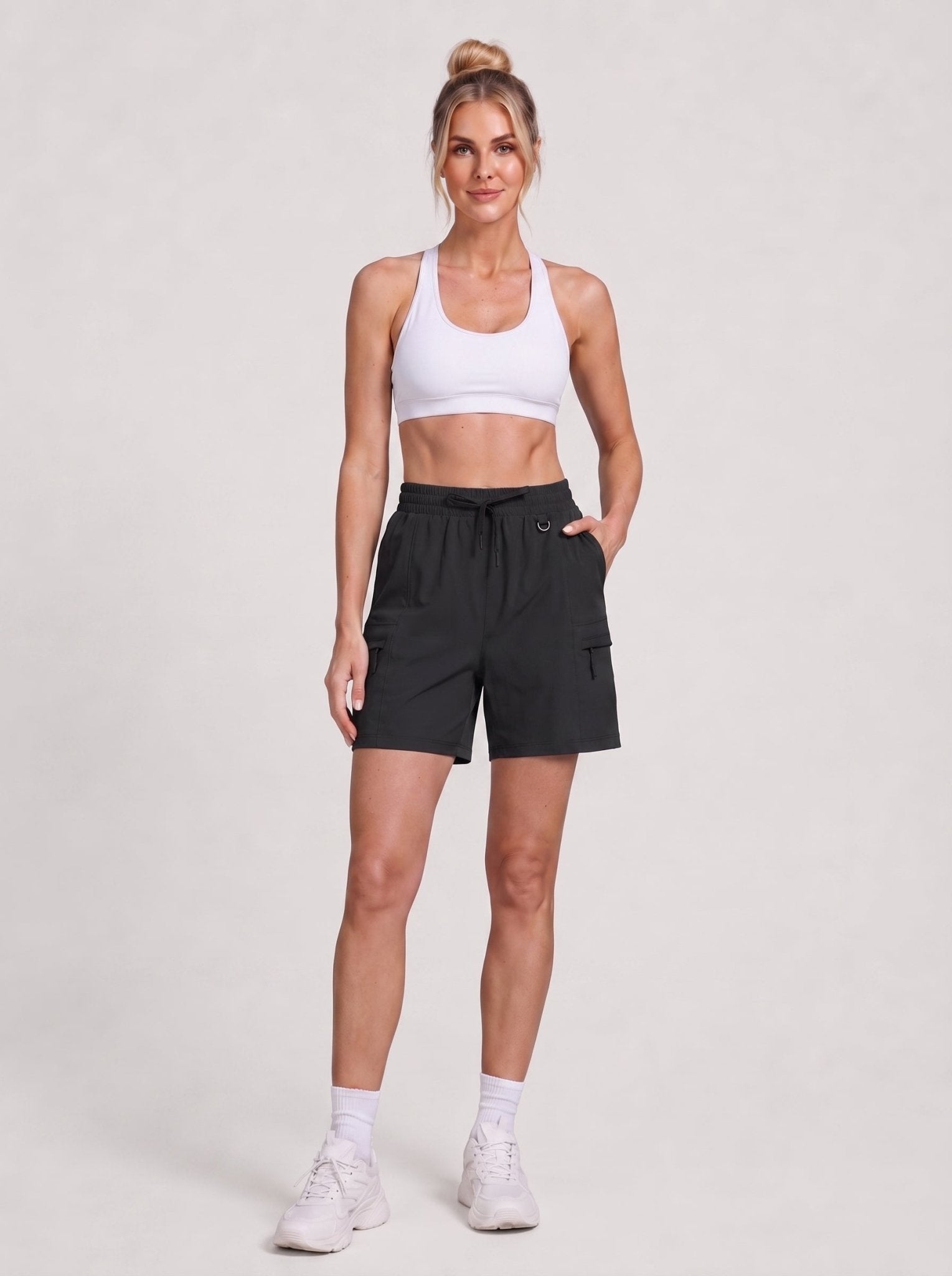 YUCOLEN Women's Quick Dry Hiking Cargo Shorts UPF 50 Plus Lightweight 5 Inch Athletic Shorts in Black