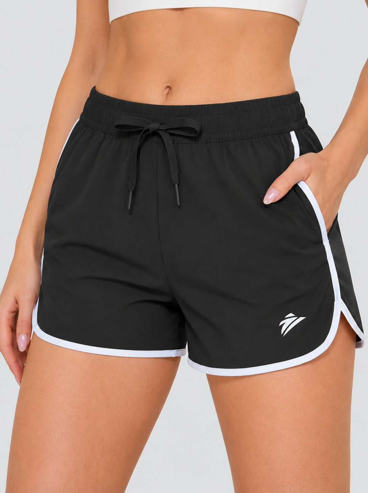 YUCOLEN Womens Quick Dry Running Shorts with Pockets Lightweight Athletic Fit in Black