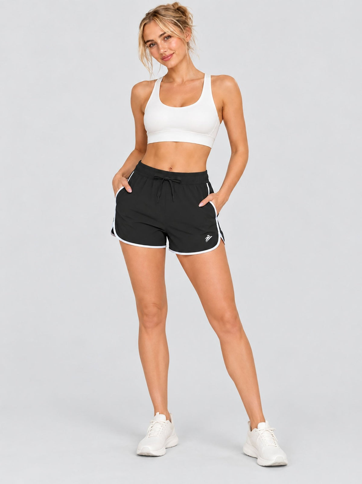YUCOLEN Womens Quick Dry Running Shorts with Pockets Lightweight Athletic Fit in Black