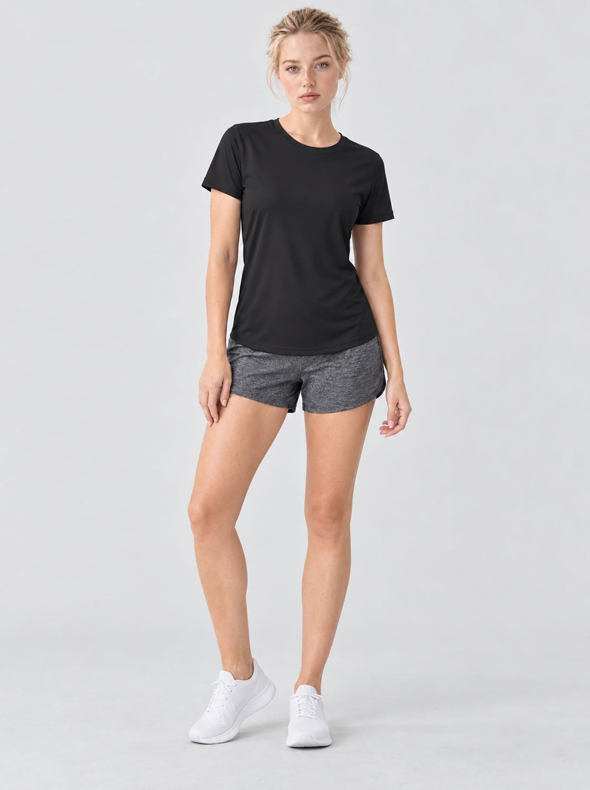YUCOLEN Womens Quick Dry UPF 50 Athletic Short Sleeve Workout Top in Black