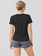 YUCOLEN Womens Quick Dry UPF 50 Athletic Short Sleeve Workout Top in Black