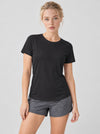 YUCOLEN Womens Quick Dry UPF 50 Athletic Short Sleeve Workout Top in Black