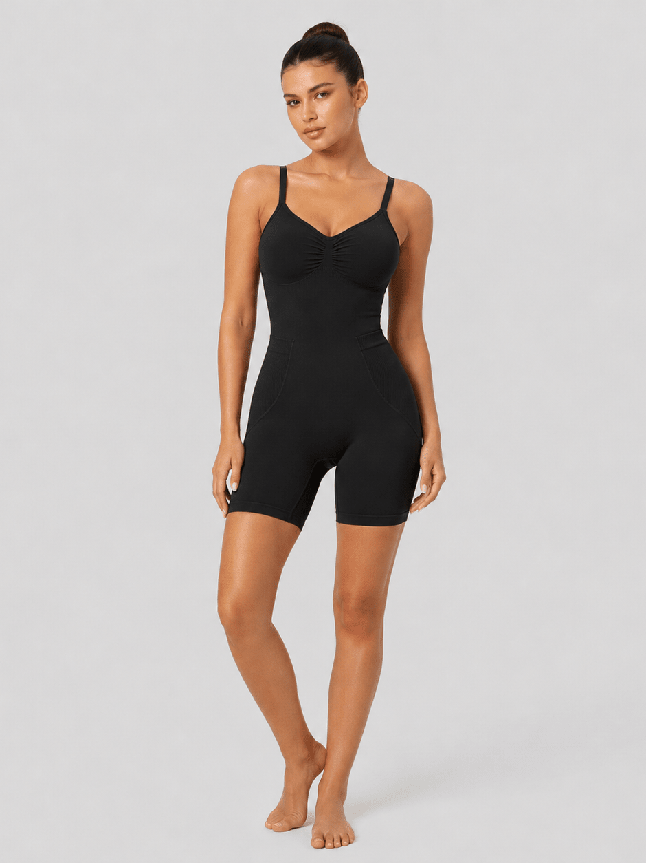 YUCOLEN Women's Seamless Tummy Control Bodysuit Back Pull Down Wireless Shapewear in Black
