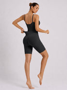 YUCOLEN Women's Seamless Tummy Control Bodysuit with Back Pull-Down Design in Black