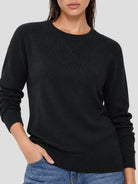 YUCOLEN Women's Soft Wool Blend Lightweight Crewneck Pullover Sweater in Black