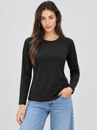 YUCOLEN Women’s Stretch Thermal Long Sleeve Active Top in Black
