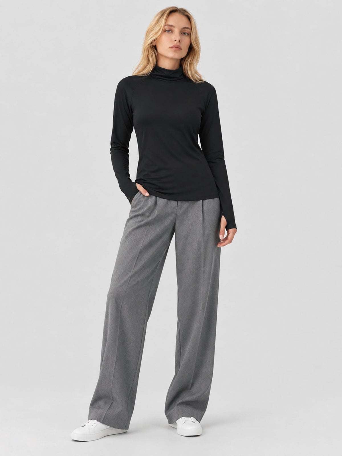 YUCOLEN Womens Thermal Long Sleeve Workout Top with Thumb Holes in Black