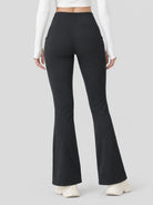 YUCOLEN Women's Thermal Water Resistant Fleece Lined Flare Leggings with 3 Pockets in Black