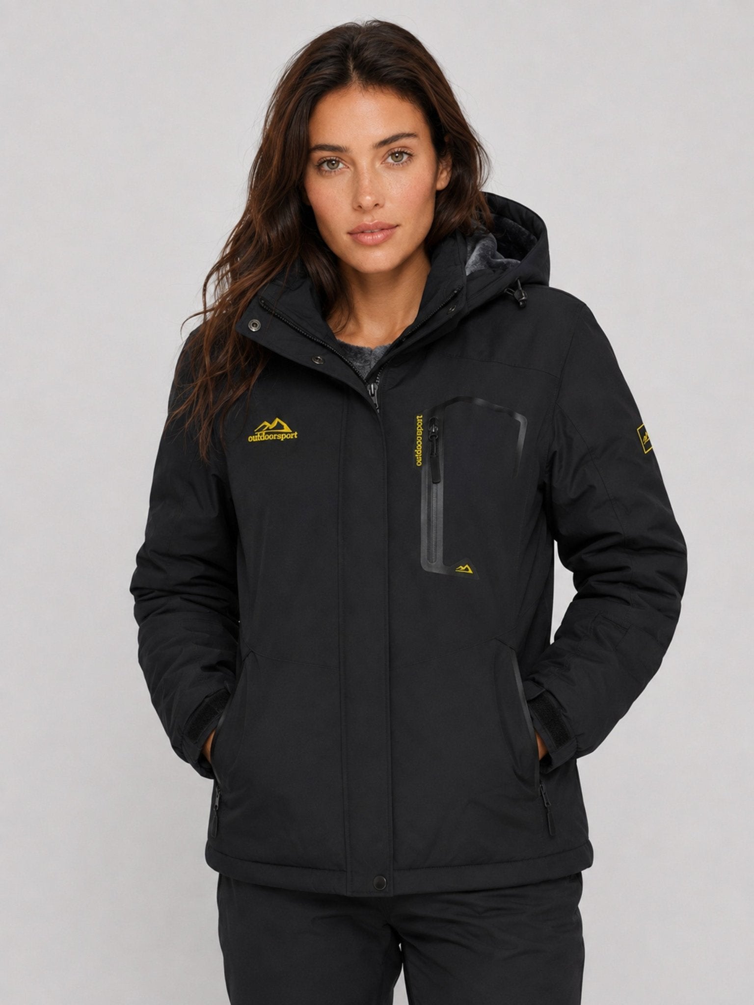 YUCOLEN Women's Waterproof Ski Jacket Fleece Lined Insulated Snow Coat with Detachable Hood in Black