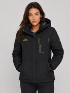 YUCOLEN Women's Waterproof Ski Jacket Fleece Lined Insulated Snow Coat with Detachable Hood in Black