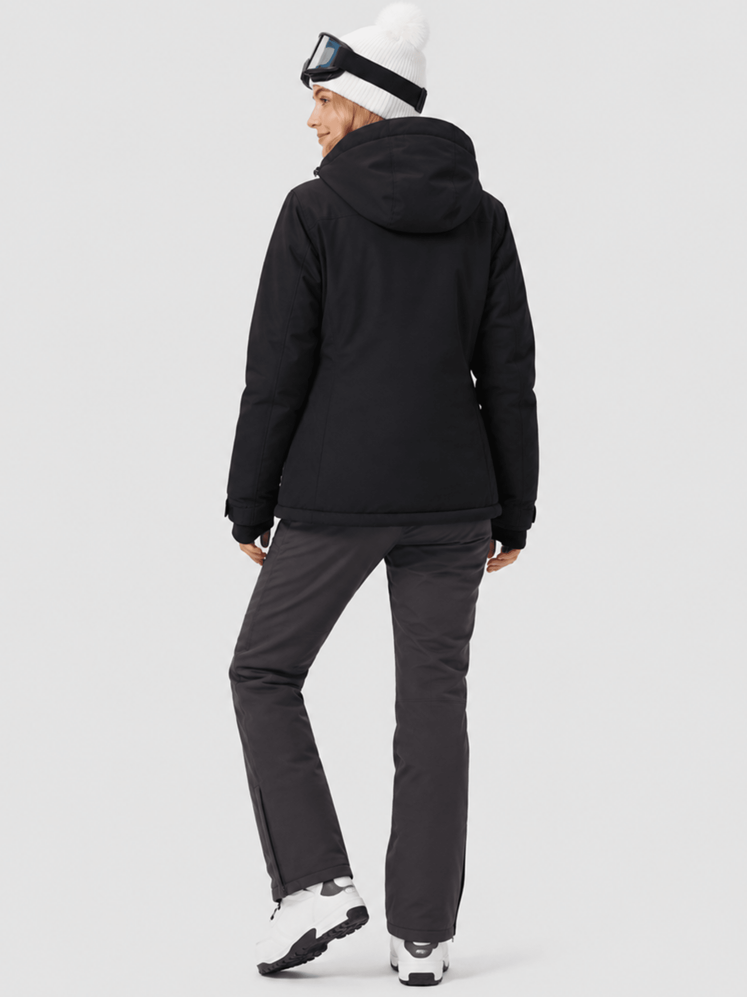 YUCOLEN Women's Waterproof Ski Jacket Fleece Lined Insulated Snow Coat with Detachable Hood in Black