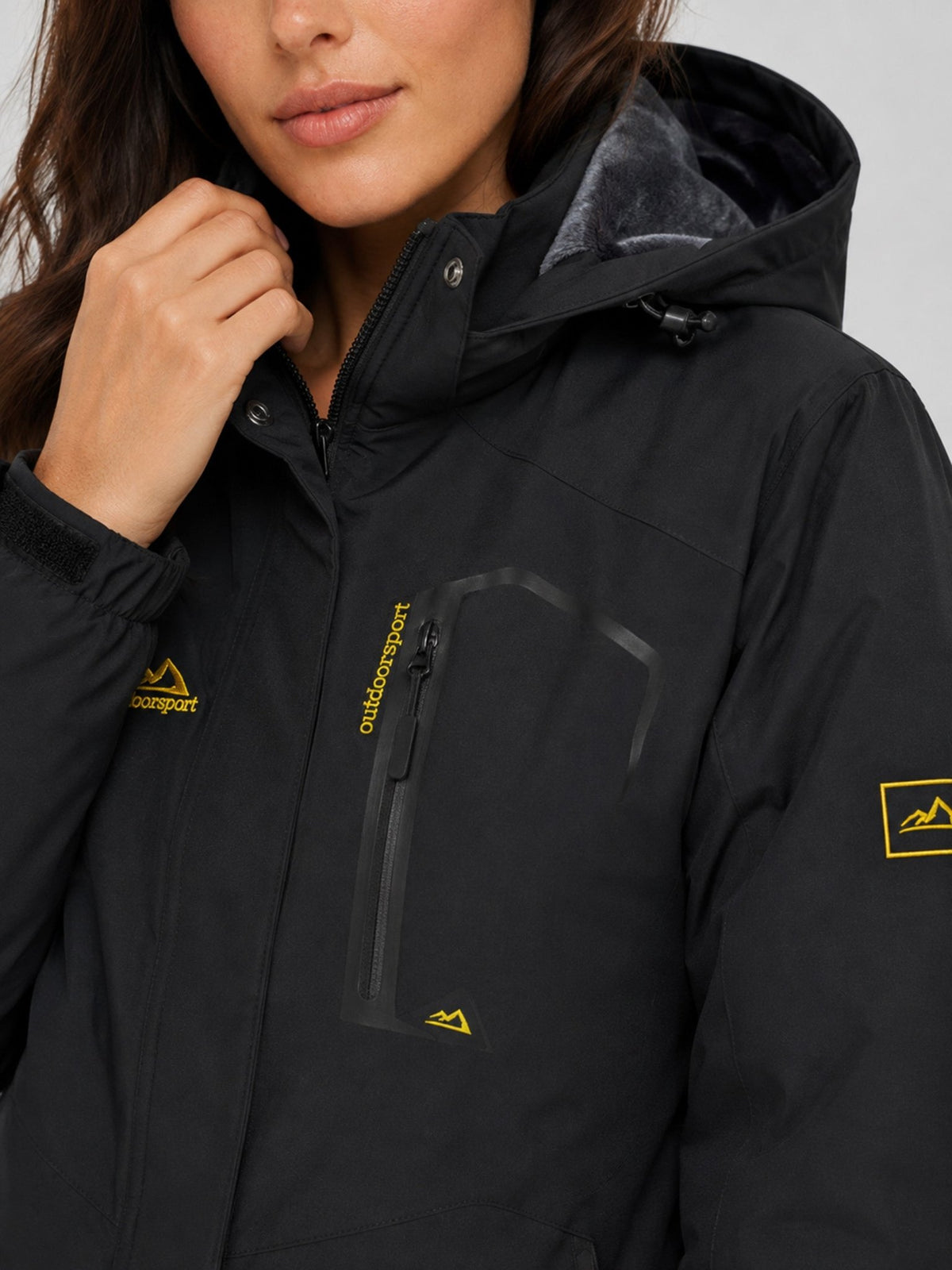 YUCOLEN Women's Waterproof Ski Jacket Fleece Lined Insulated Snow Coat with Detachable Hood in Black