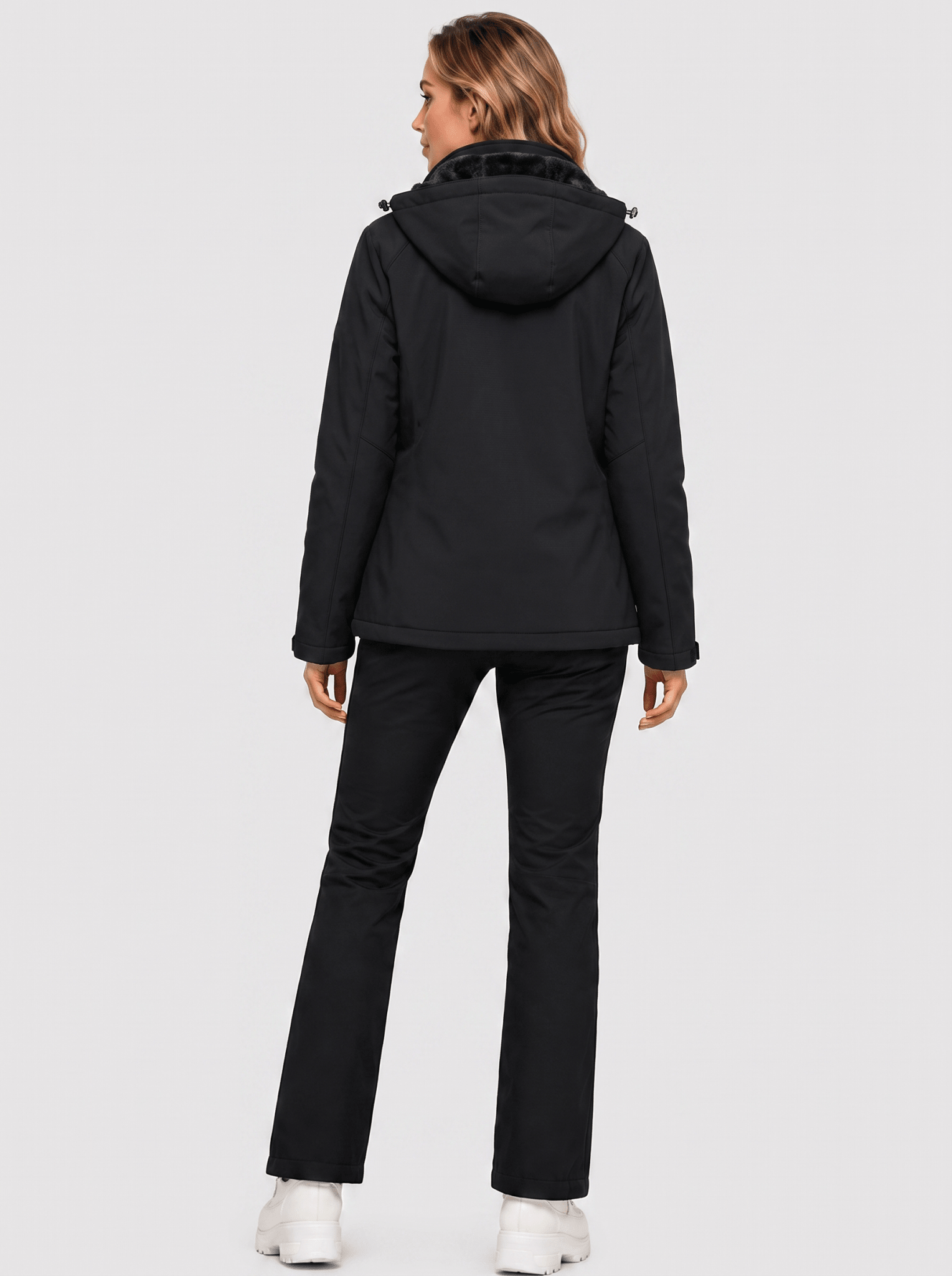 YUCOLEN Women's Windproof Ski Jacket Warm Fleece Lined Winter Snow Coat in Black