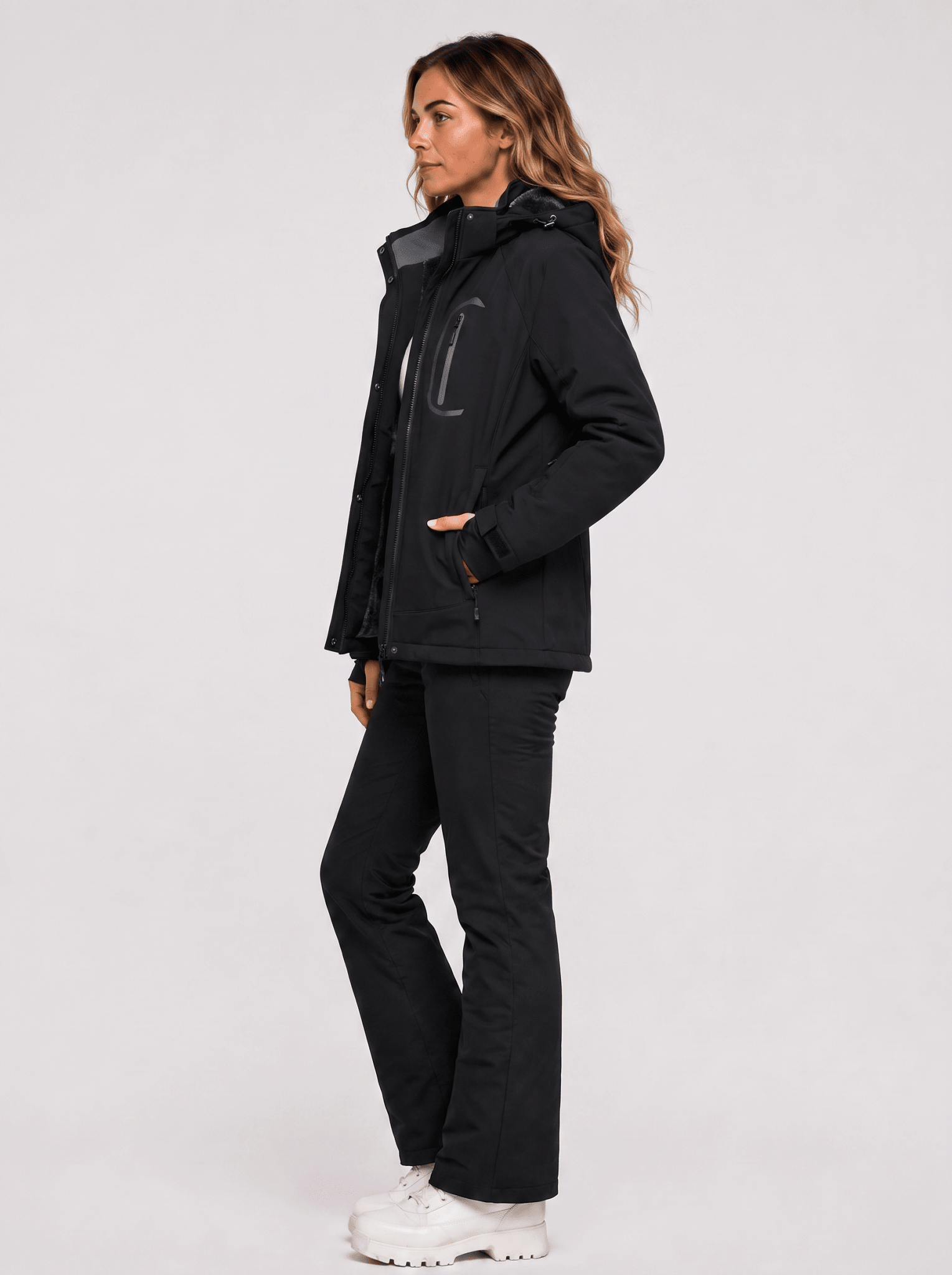 YUCOLEN Women's Windproof Ski Jacket Warm Fleece Lined Winter Snow Coat in Black