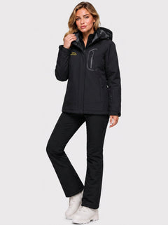 YUCOLEN Women's Windproof Ski Jacket Warm Fleece Lined Winter Snow Coat in Black