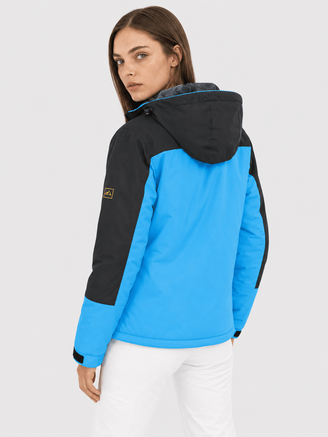 YUCOLEN Women's Waterproof Ski Jacket Fleece Lined Insulated Snow Coat with Detachable Hood in Blue Black